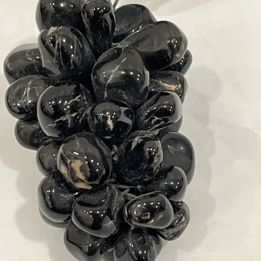 Black Onyx Stone Grape Clusters, Obsidian, Faux Stone Grapes, Decor